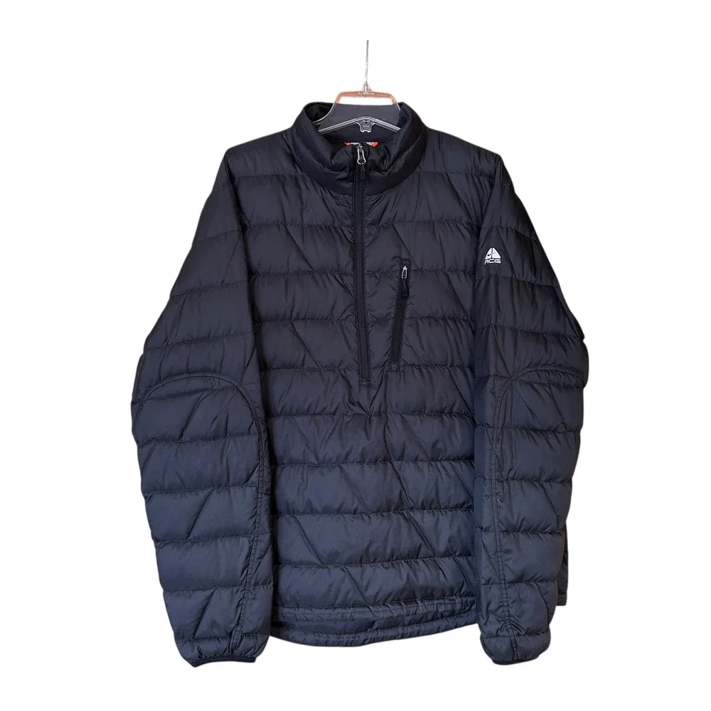 Nike ACG Men's Quilted Half-Zip Jacket Size XL Black Goose Down Outdoor Gorpcore